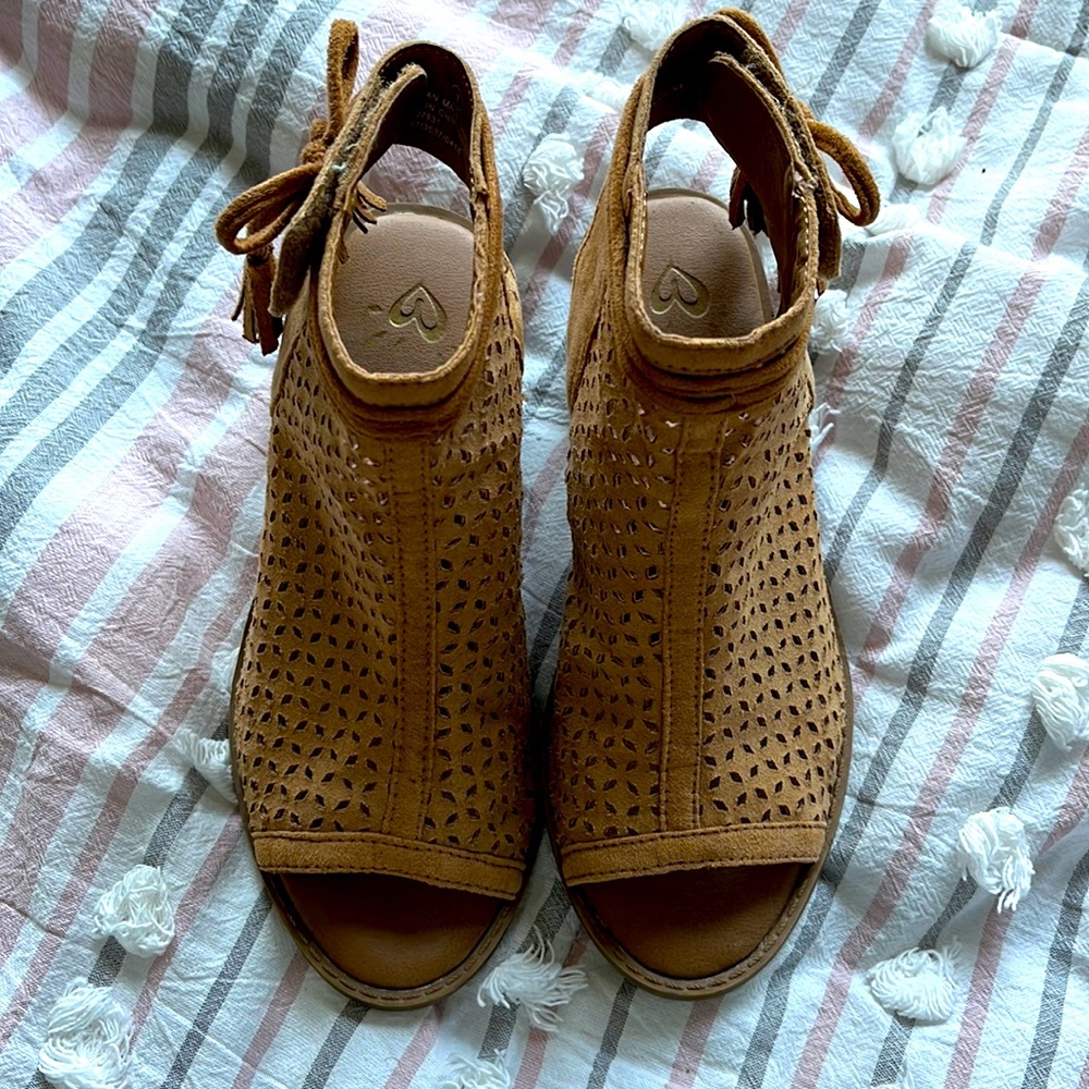 Peep toe booties